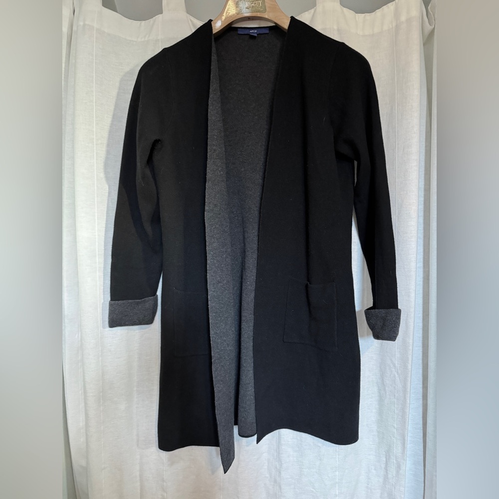 Apt. 9 Charcoal Knit Car Coat Sweater size L